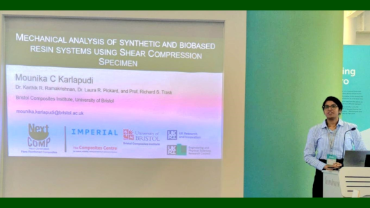 Photograph of Mounika Karlapudi at SAMPE UK & Ireland YES Seminar Competition 2025