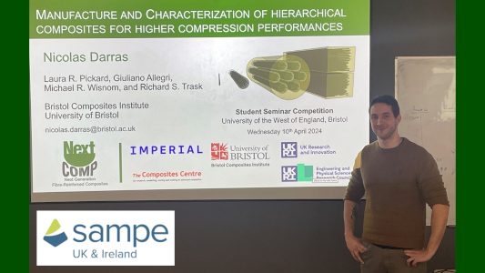 UK winner Nicolas Darras at the SAMPE UK & Ireland Student Seminar Competition 2024